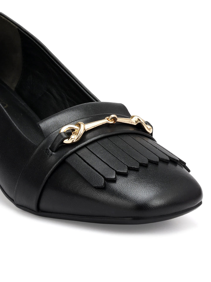 Black Block Heels With Buckle