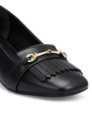 Black Block Heels With Buckle