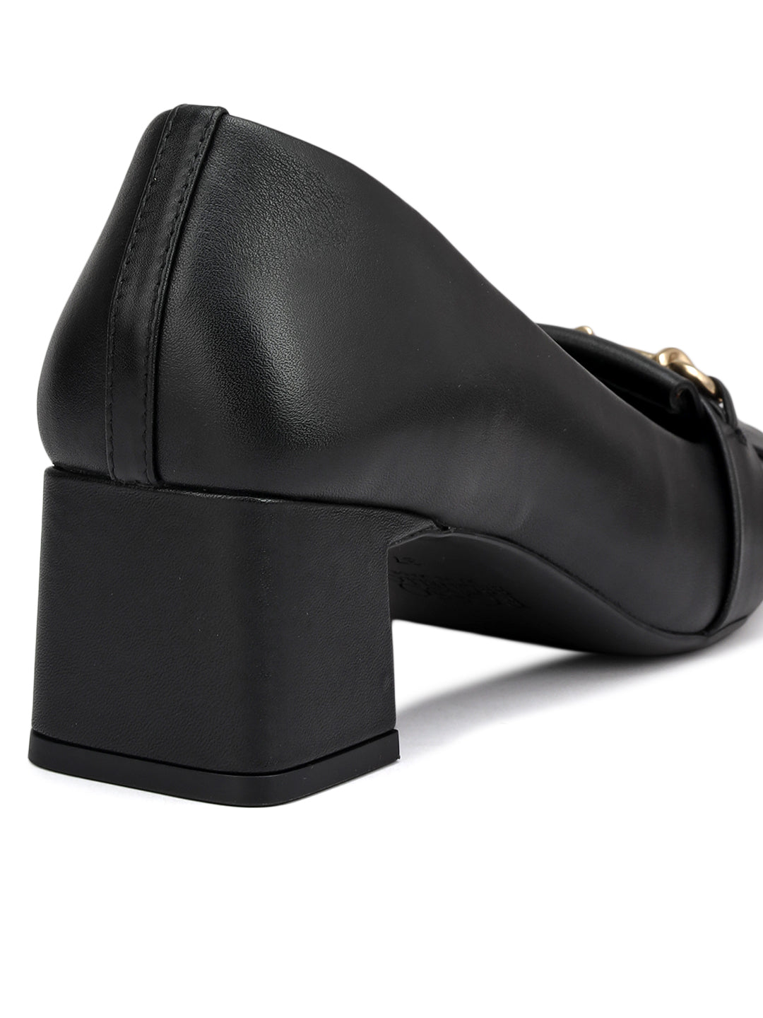 Black Block Heels With Buckle