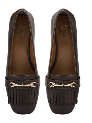 Brown Block Heels With Buckle