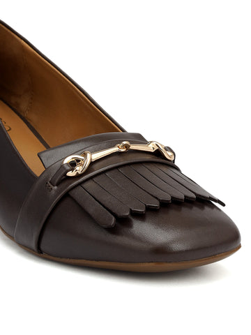 Brown Block Heels With Buckle