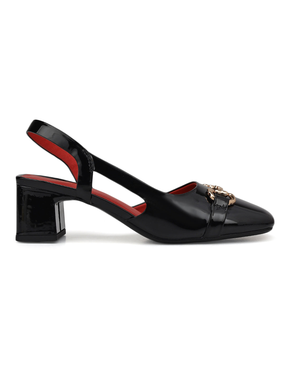 Black Block Heels with Buckle