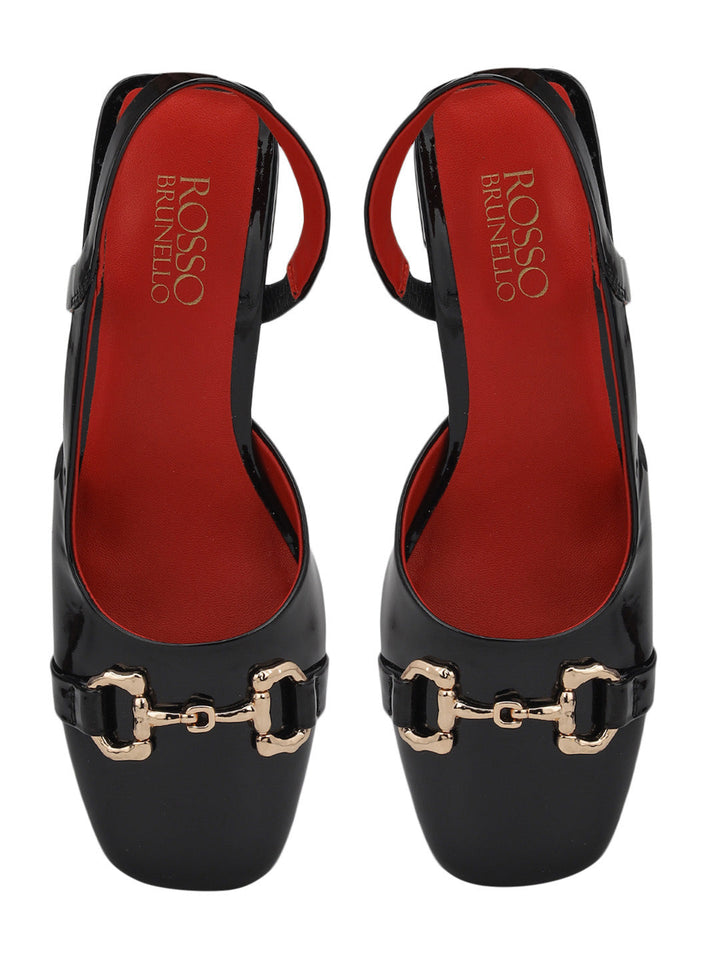 Black Block Heels with Buckle