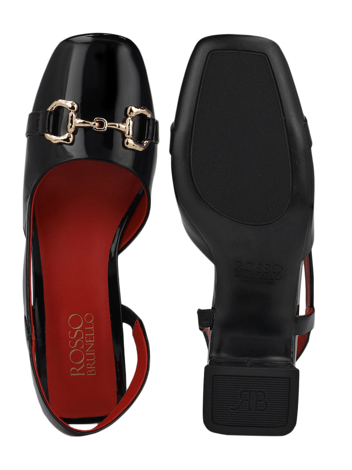 Black Block Heels with Buckle