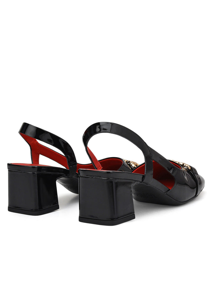 Black Block Heels with Buckle