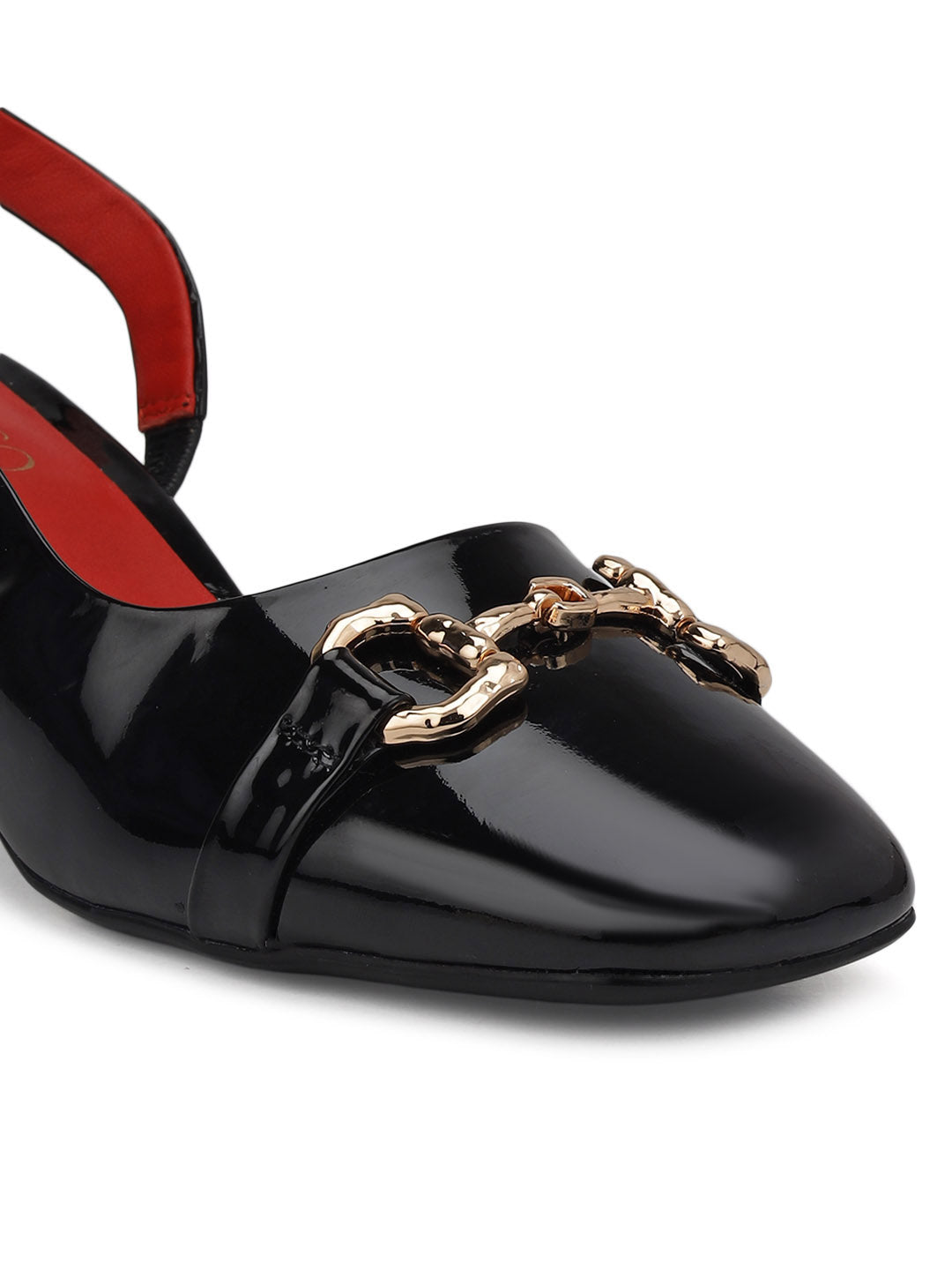 Black Block Heels with Buckle