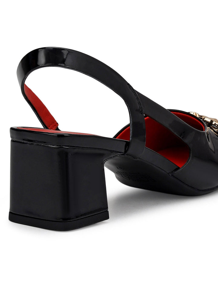 Black Block Heels with Buckle