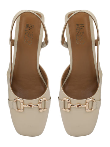 White Block Heels with Buckle