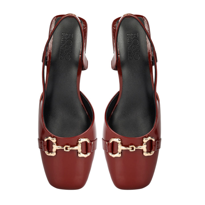 Burgundy Block Heels With Buckle