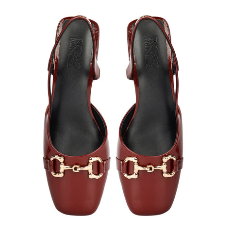 Burgundy Block Heels With Buckle