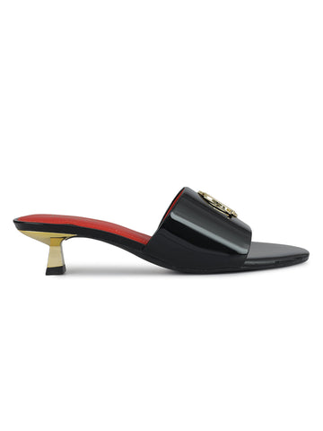 Black Heels With Logo Buckle