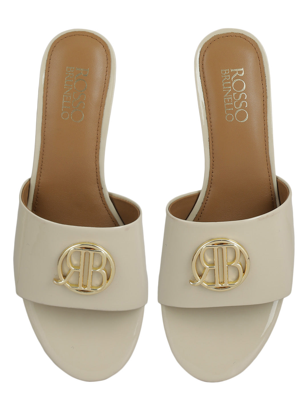 White Heels With Logo Buckle