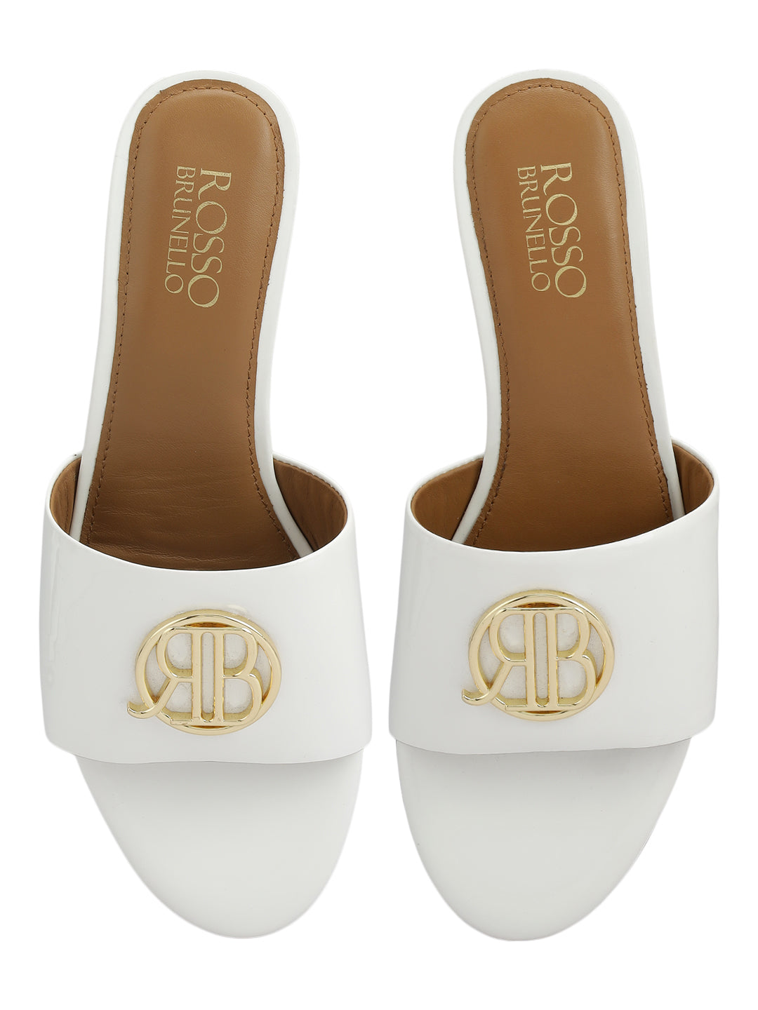 White Heels With Logo Buckle