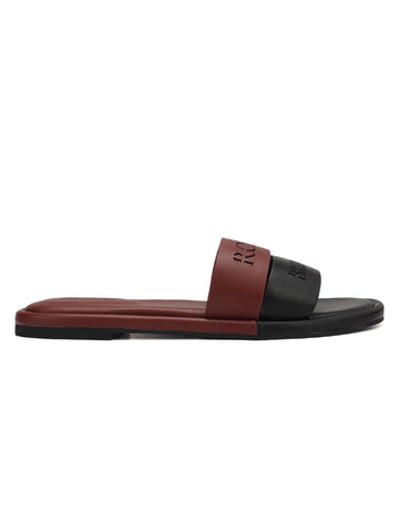 Burgundy Leather Slides