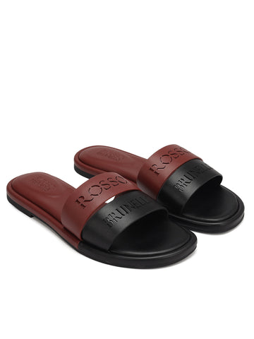 Burgundy Leather Slides