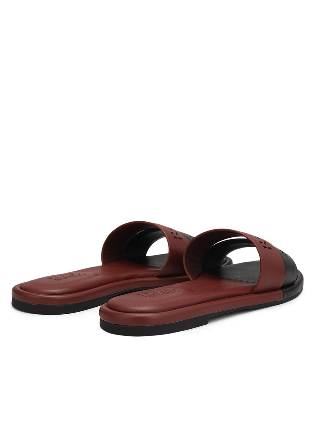 Burgundy Leather Slides