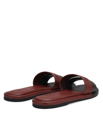 Burgundy Leather Slides