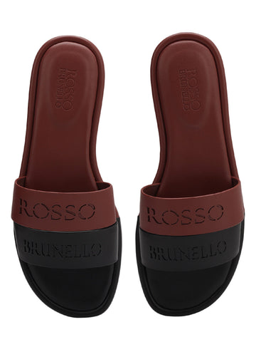 Burgundy Leather Slides