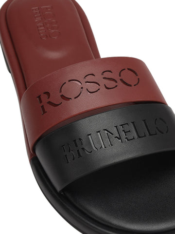 Burgundy Leather Slides