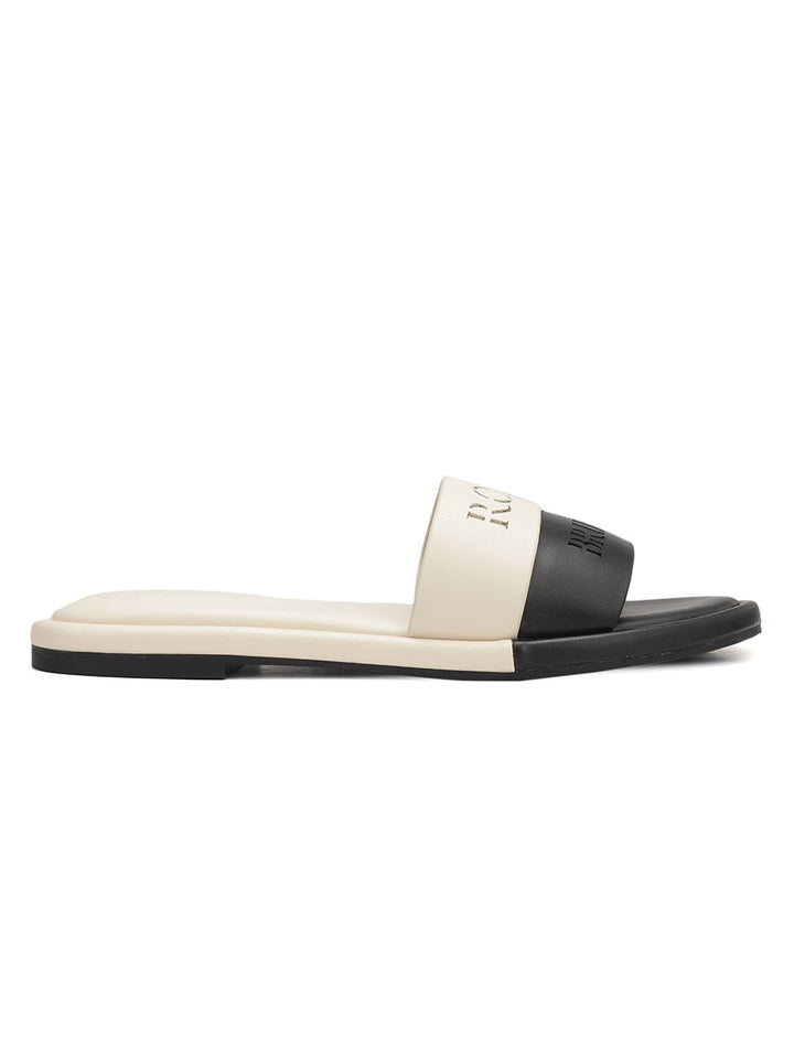 White Leather Slides