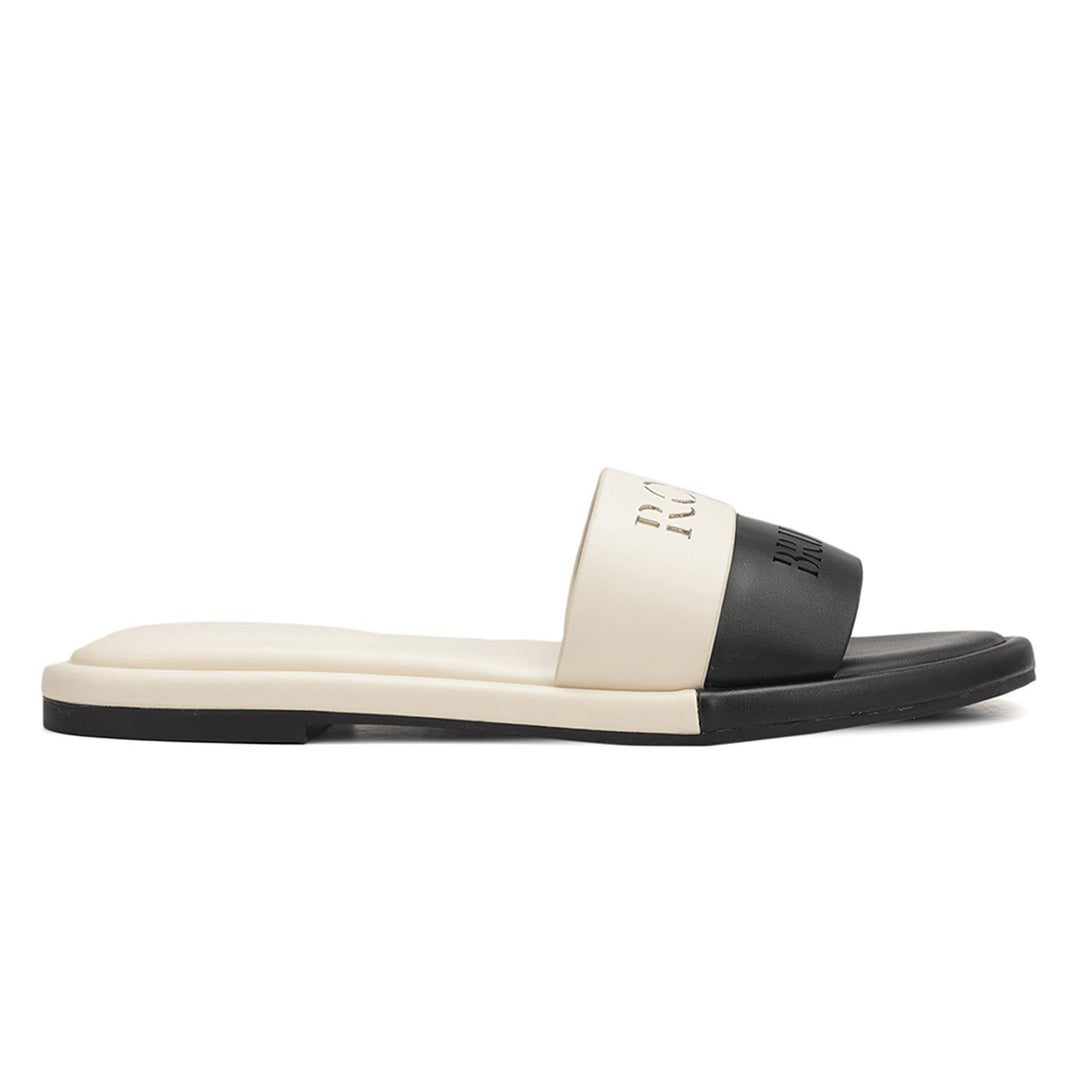 White Leather Slides