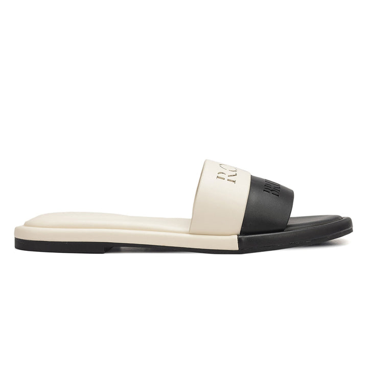White Leather Slides