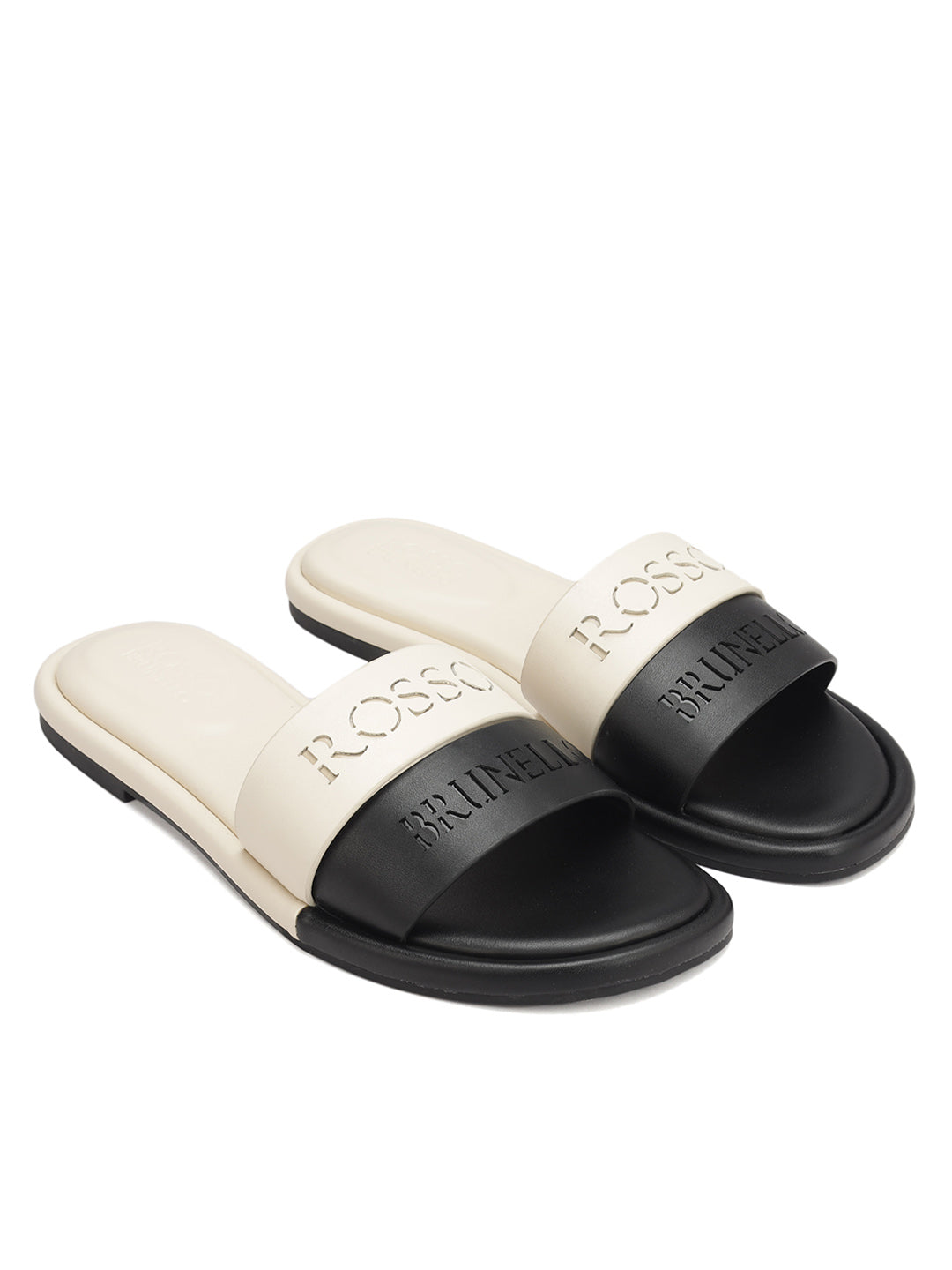 White Leather Slides