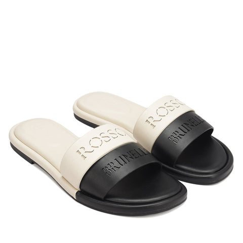 White Leather Slides