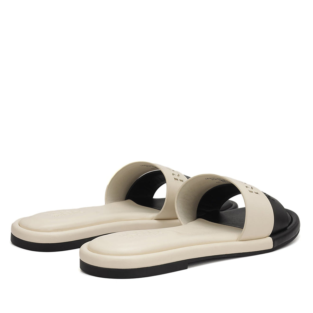White Leather Slides