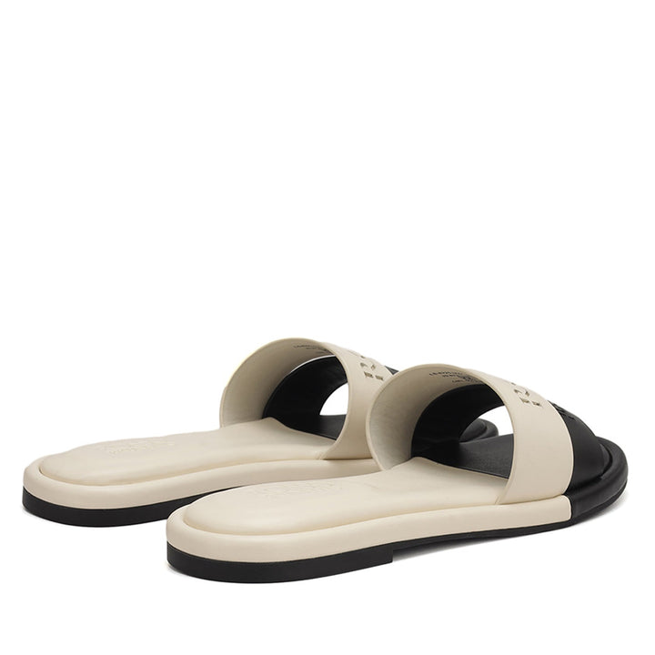 White Leather Slides