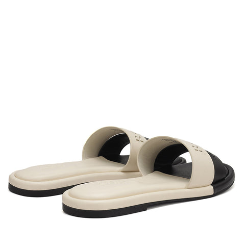 White Leather Slides