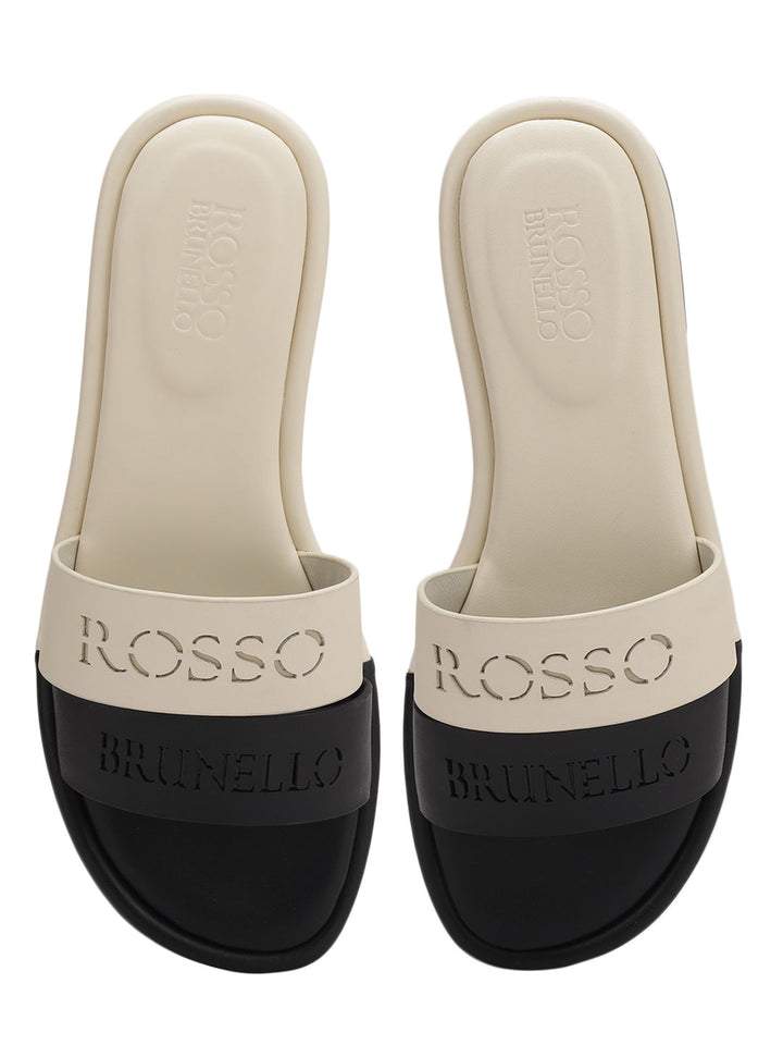 White Leather Slides