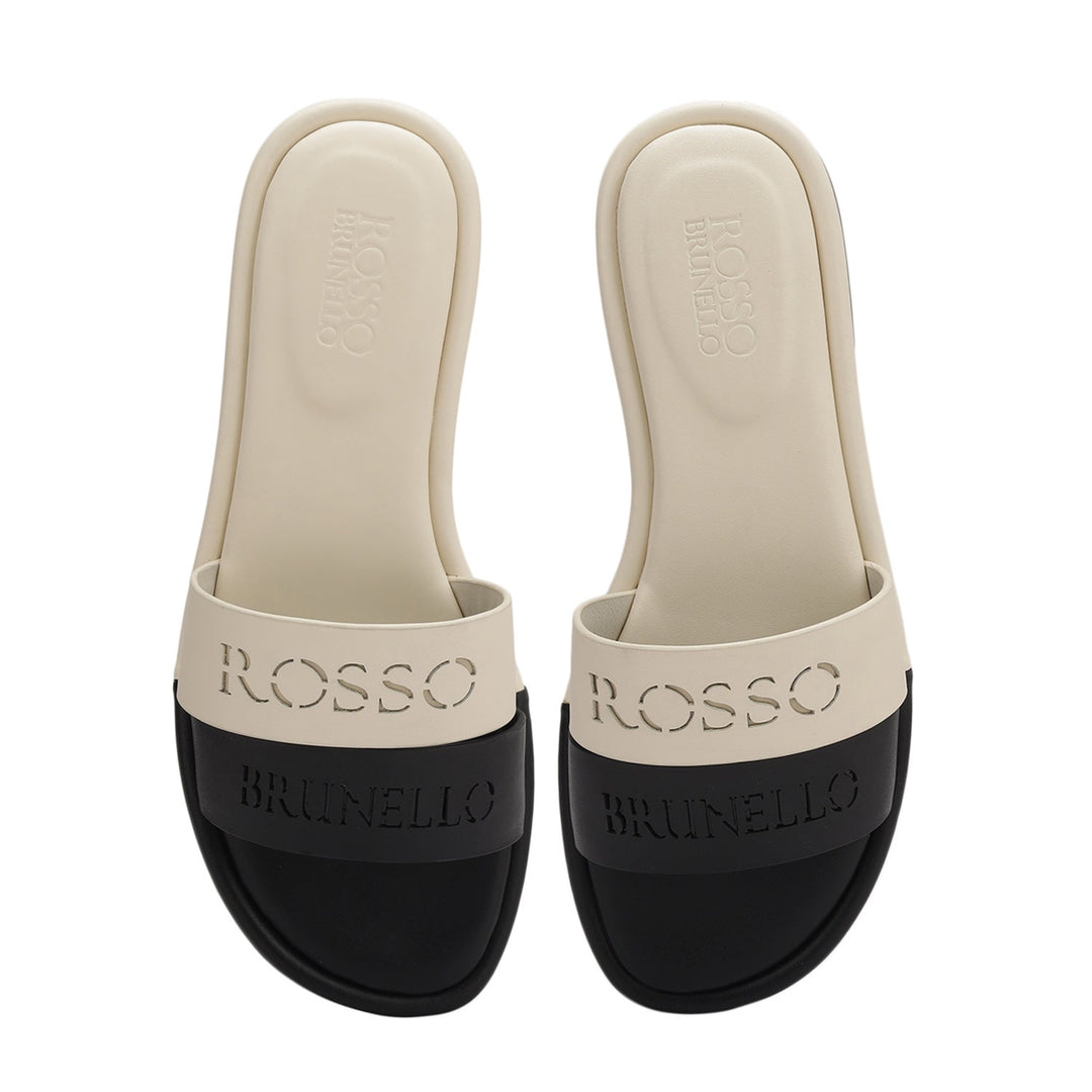 White Leather Slides