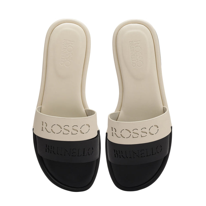 White Leather Slides