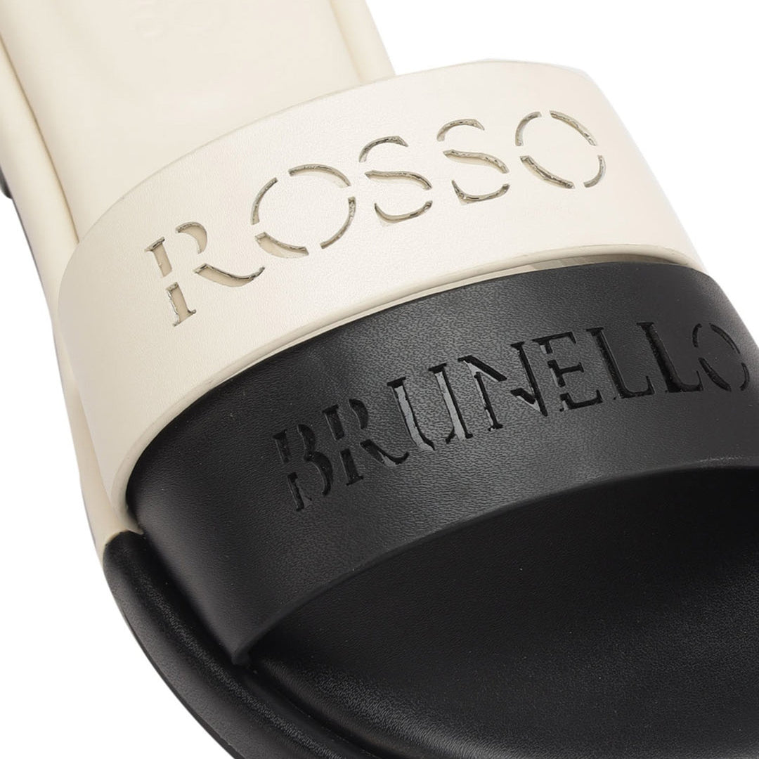 White Leather Slides
