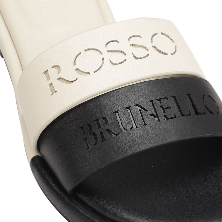 White Leather Slides
