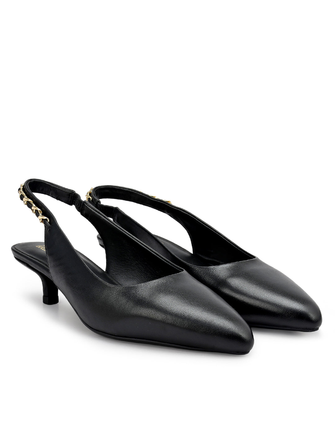Black Sling Back Kitten Heels