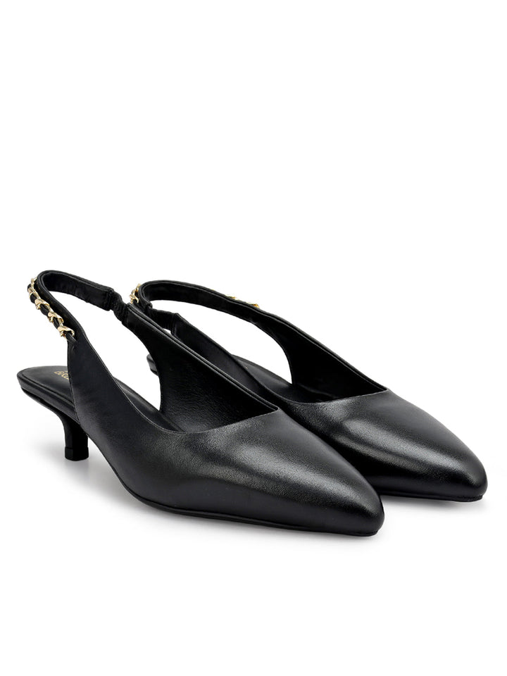 Black Sling Back Kitten Heels