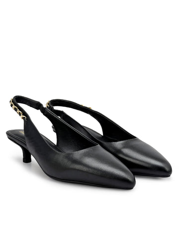 Black Sling Back Kitten Heels
