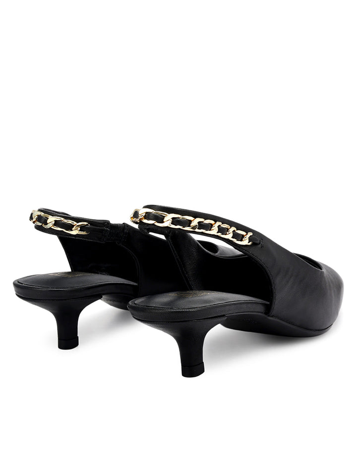 Black Sling Back Kitten Heels