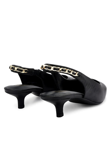 Black Sling Back Kitten Heels