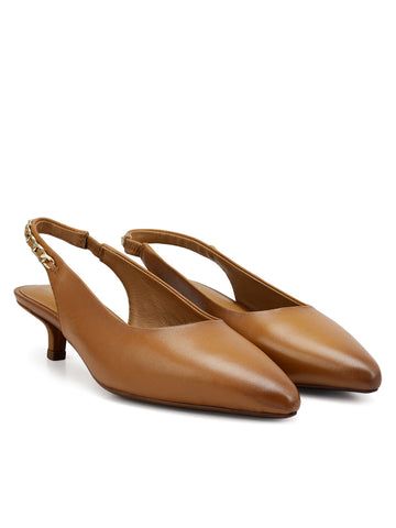 Tan Sling Back Kitten Heels