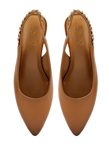 Tan Sling Back Kitten Heels