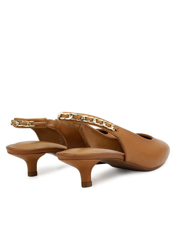 Tan Sling Back Kitten Heels