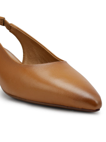 Tan Sling Back Kitten Heels