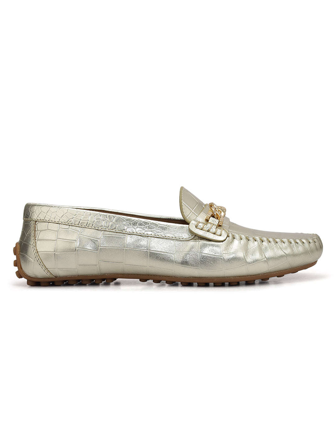 Gold Chain Embellished Moccasins