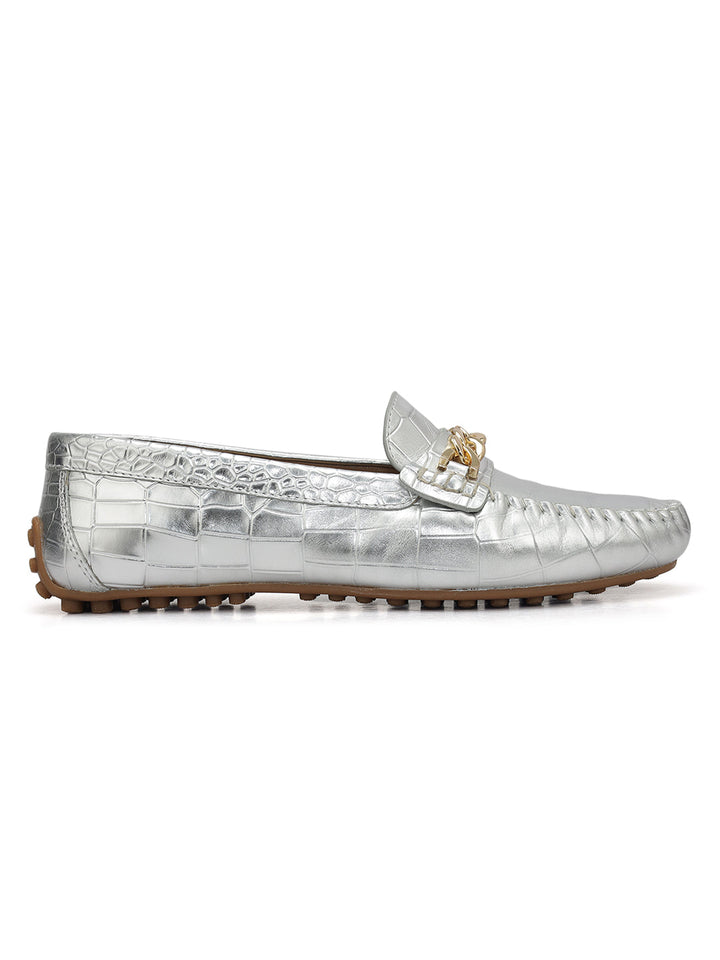 Silver Chain Embellished Moccasins