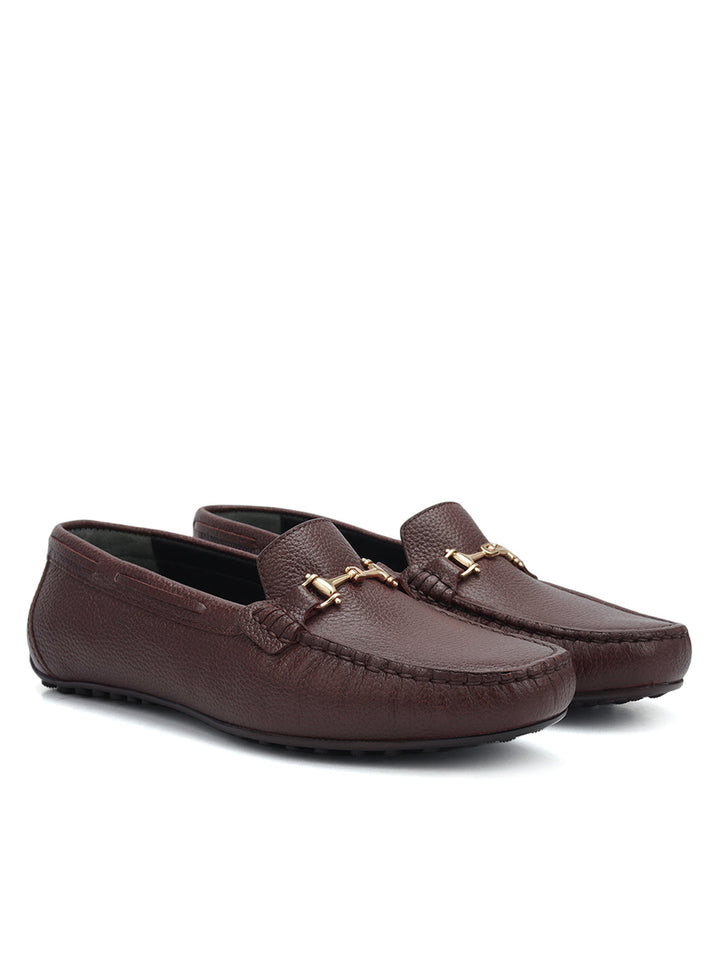 Burgundy Moccasins With Buckle