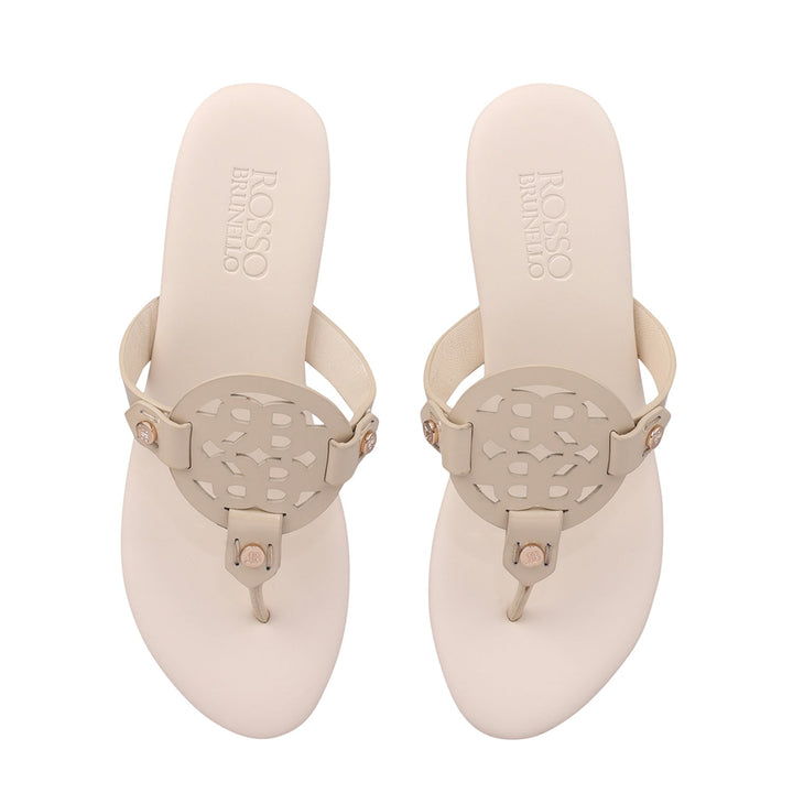 Beige Wedges With Logo Cutout
