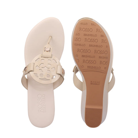 Beige Wedges With Logo Cutout